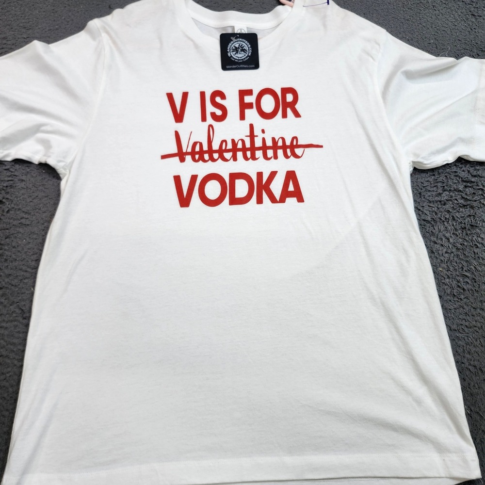 Alternative Mens V Is For Vodka Valentine Graphic T-Shirt White XL New